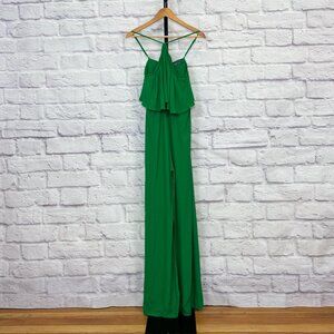 Mister Zimi Emerald Green Flounce Wide Leg Jumpsuit